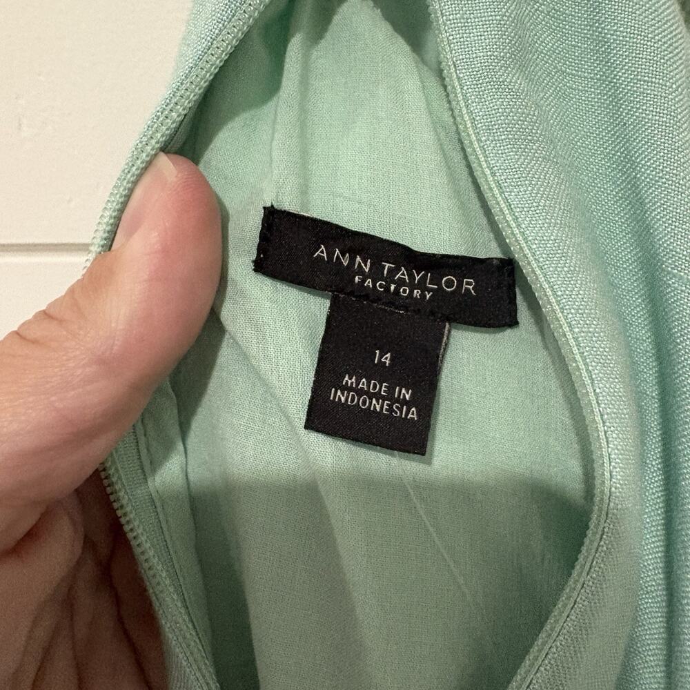 Ann Taylor Factory | Midi Dress Green Sleeveless Halter Neck Summer NWT- Size 14 - Picture 6 of 9